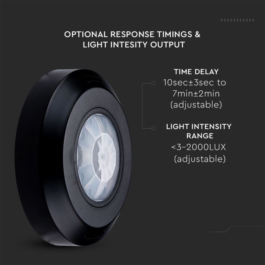 Infrasarkanais kustību sensors 360° 200W/230V melna