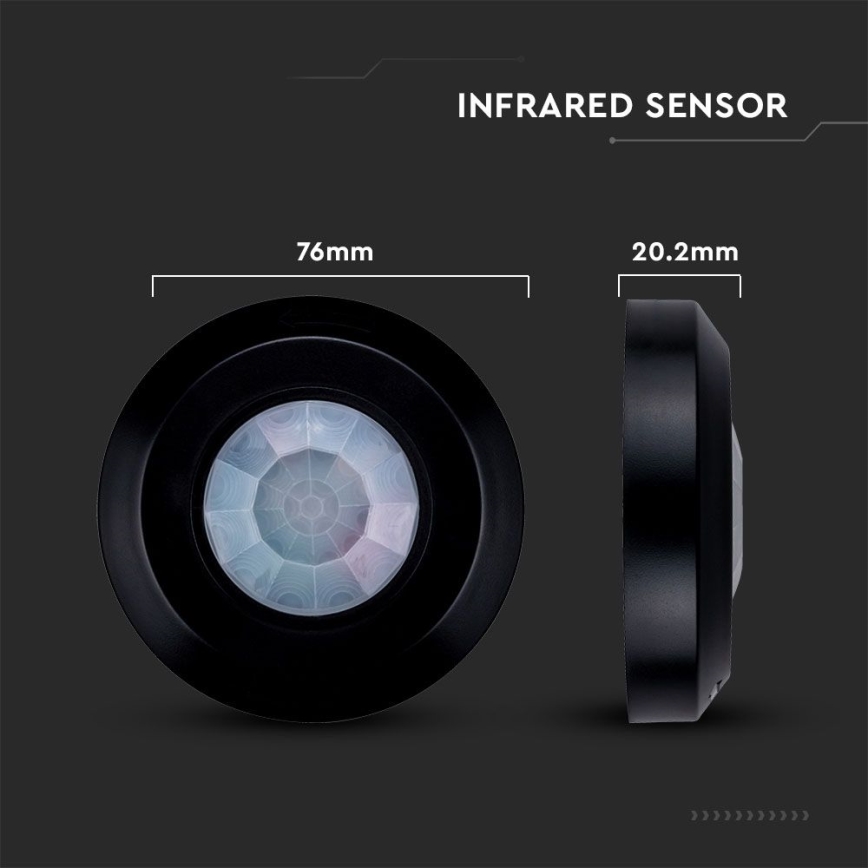 Infrasarkanais kustību sensors 360° 200W/230V melna