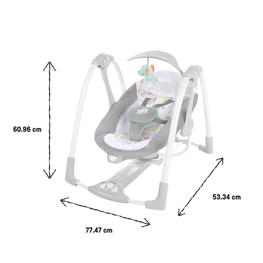 Ingenuity - Bērnu kūstīgas šūpoles ar mūziku 2in1 WIMBERLY 4xD + 1xC