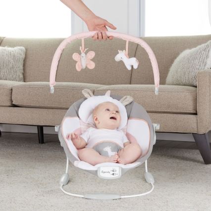 Ingenuity - Bērnu kustīgs guļamkrēsls ar mūziku FLORA THE UNICORN 3xC