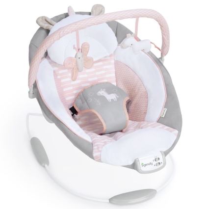 Ingenuity - Bērnu kustīgs guļamkrēsls ar mūziku FLORA THE UNICORN 3xC