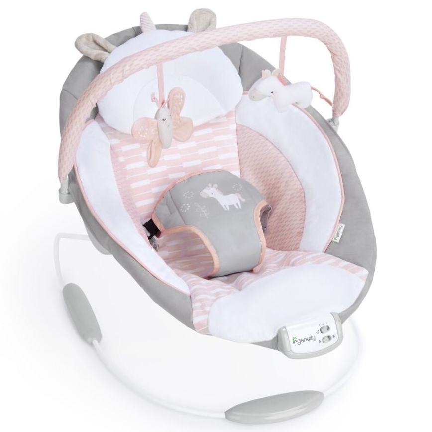 Ingenuity - Bērnu kustīgs guļamkrēsls ar mūziku FLORA THE UNICORN 3xC