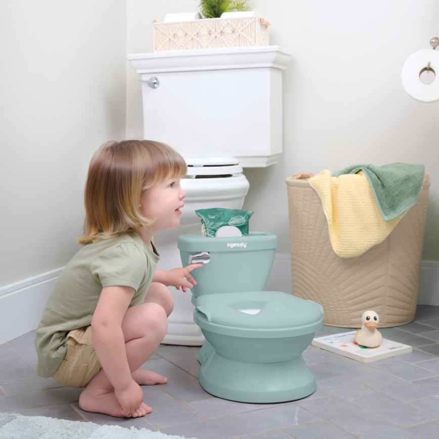 Ingenuity - Bērnu tualete ar skaņu MY SIZE zaļa 2xAAA