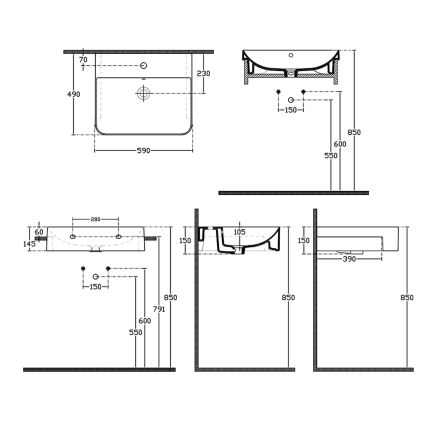 Isvea - Daļēji iegremdējama izlietne SOTT AQUA 59x49 cm keramika/balta