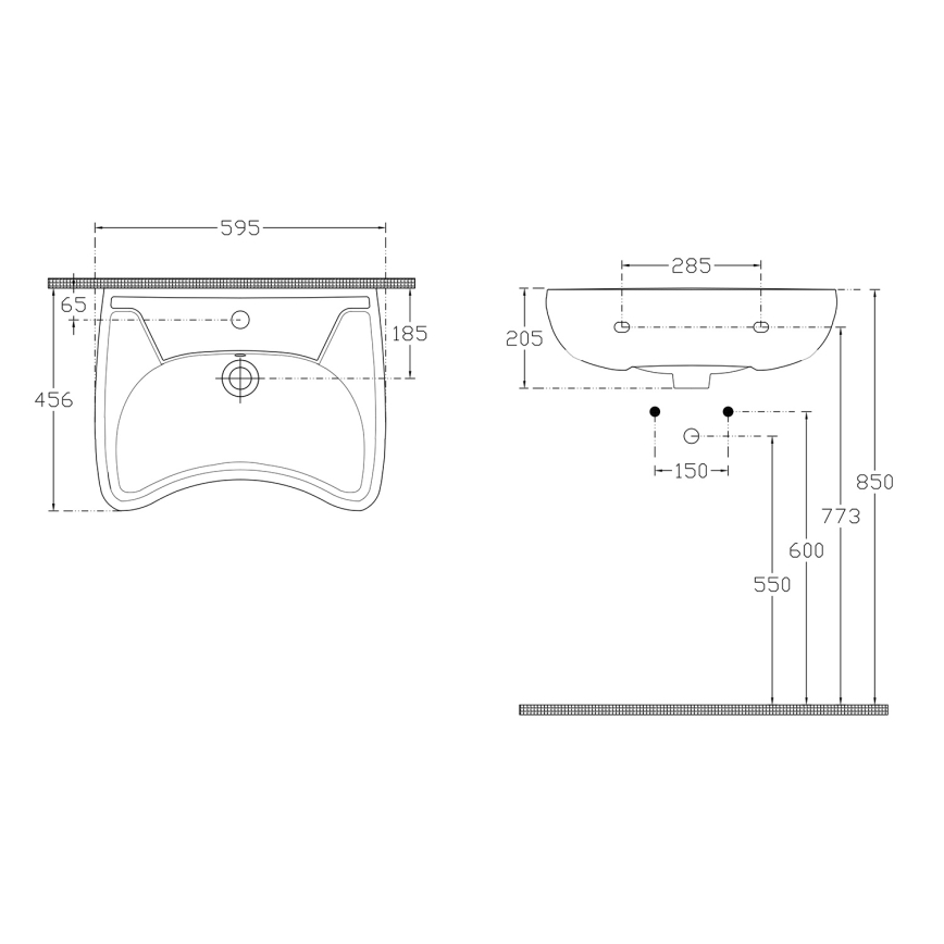 Isvea - sienas piestiprināma izlietne personām ar invaliditāti 45,6x59,5 cm keramika/balta