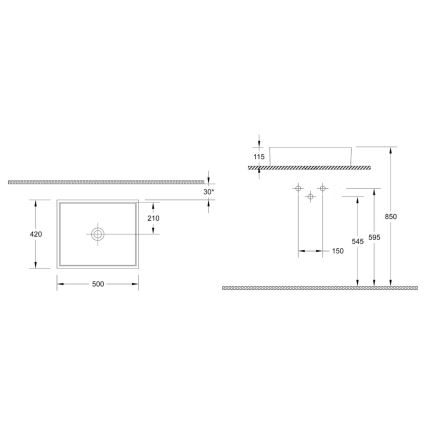 Isvea - PURITY 50x42 cm virsmas uzstādāma izlietne keramika/balta