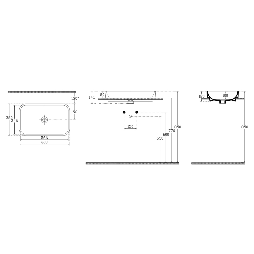 Isvea - Uz virsmas uzstādāma izlietne AQUA 60x38 cm, keramika/balta