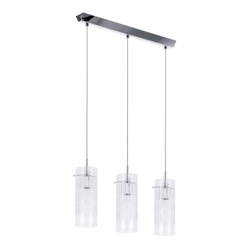 ITALUX - Lustra ar auklu MAX 3xE27/60W/230V spīdīgi hromēts/caurspīdīga