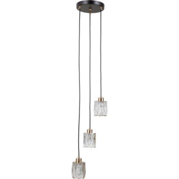 ITALUX - Piekaramais lustrs TORNO uz stieples 3xE14/40W/230V melns/zeltains