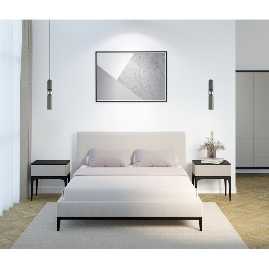 ITALUX - Lustra ar auklu ISIDORA 1xGU10/25W/230V antracīta/spīdīgi hromēts