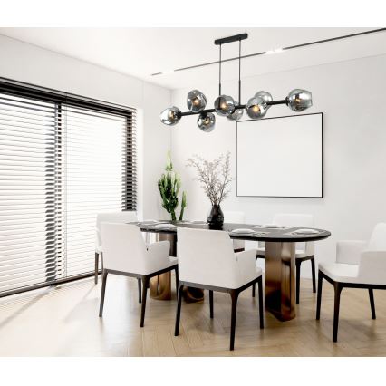 ITALUX - Lustra ar auklu BORGO 8xE27/40W/230V melna