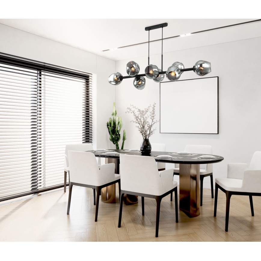 ITALUX - Lustra ar auklu BORGO 8xE27/40W/230V melna
