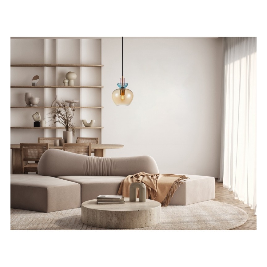 ITALUX - Pakarināmā lampa ar kabeli FANDA 1xE27/40W/230V zelta/dūmakaini bēša