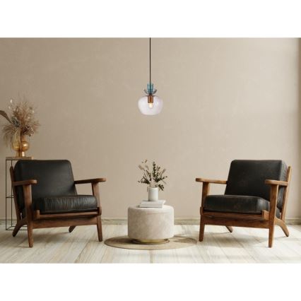 ITALUX - lustra uz troses FANDA 1xE27/40W/230V zeltaina/dūmakaini pelēka
