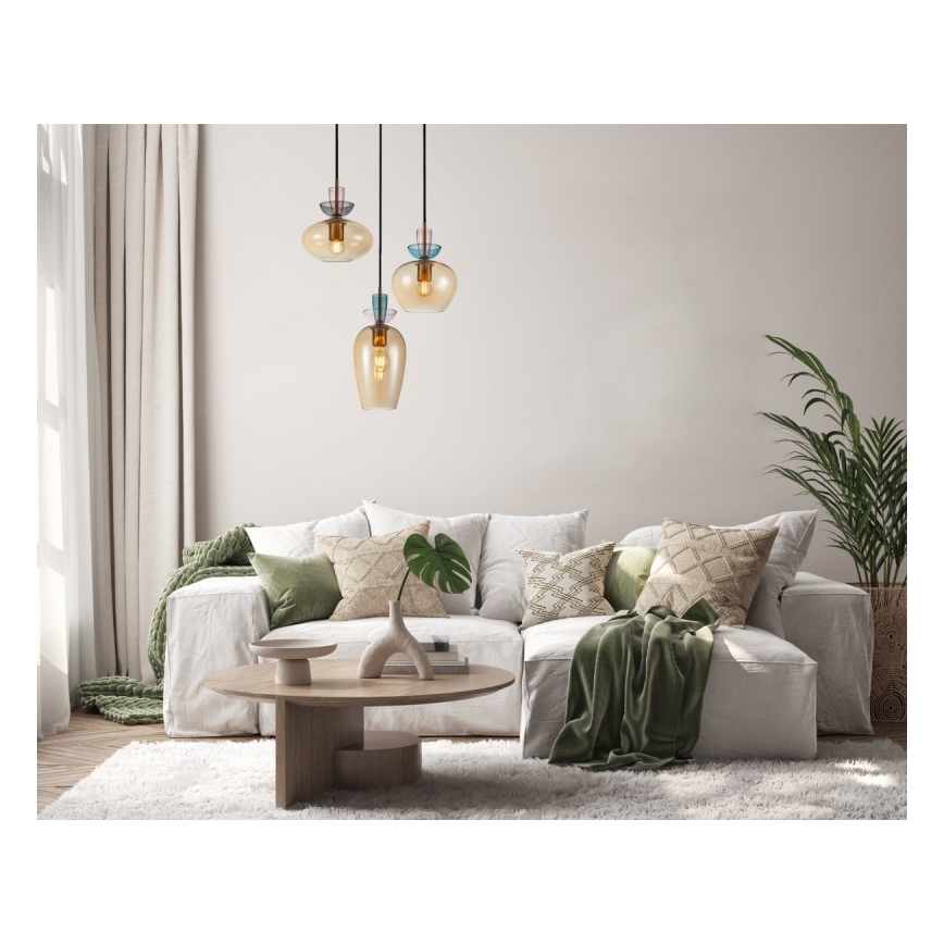 ITALUX - Pakaramais gaismeklis uz kabeļa FANDA 3xE27/40W/230V zelta/dūmakaina bēša