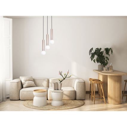 ITALUX - Pakaramā lampa uz vada FILANO 3xG9/5W/230V rozā zelta krāsā