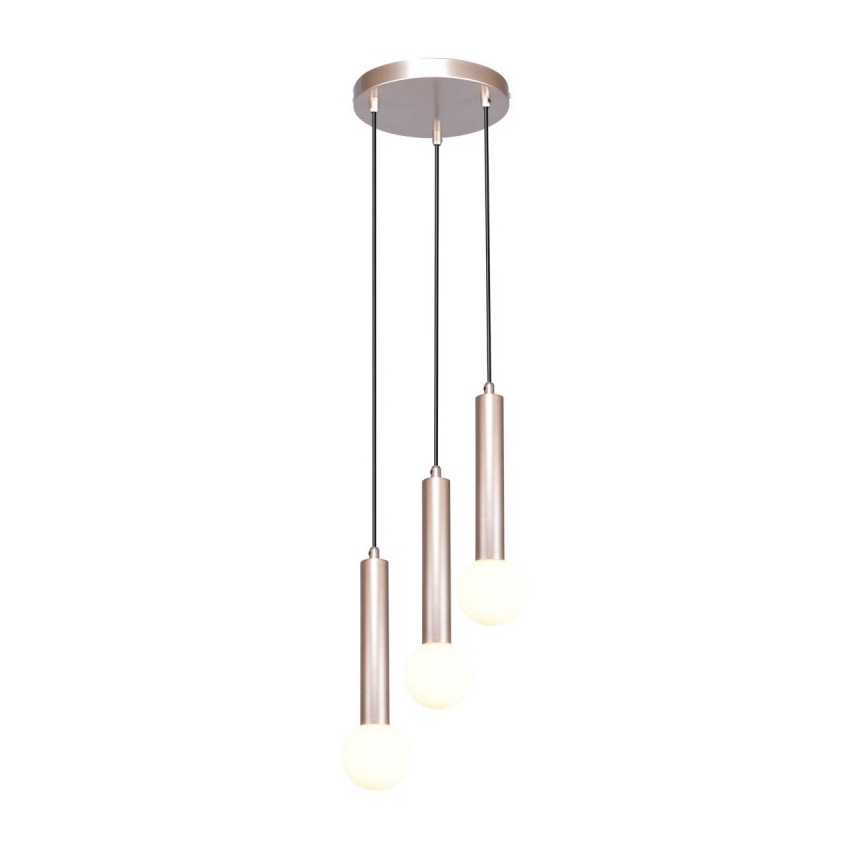 ITALUX - Pakaramā lampa uz vada FILANO 3xG9/5W/230V rozā zelta krāsā