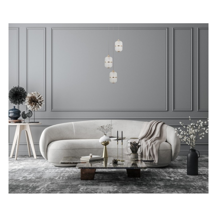ITALUX - LED lustra uz troses ALANI 3xLED/5W/230V 3000K melna/zelta