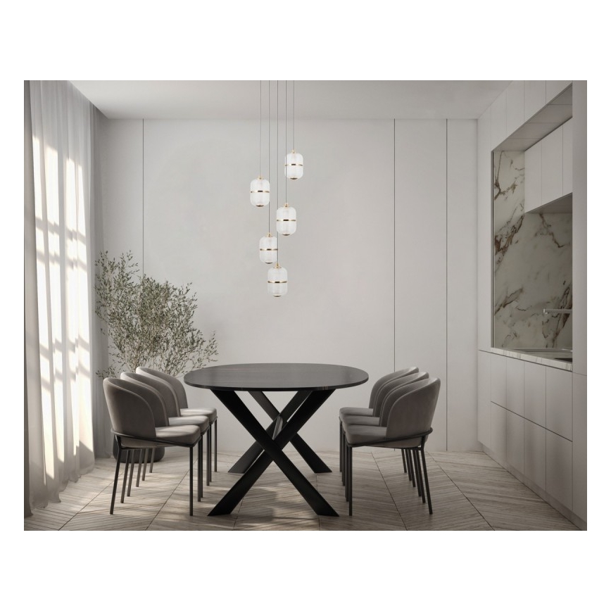 ITALUX - LED lustra uz troses ALANI 5xLED/5,6W/230V 3000K melna/zelta