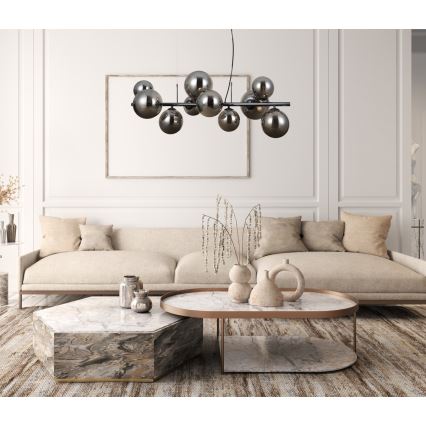 ITALUX - Lustra ar auklu CANELLO 10xG9/5W/230V melna