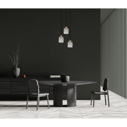 ITALUX - Piekaramais lustrs TORNO uz stieples 3xE14/40W/230V melns/zeltains