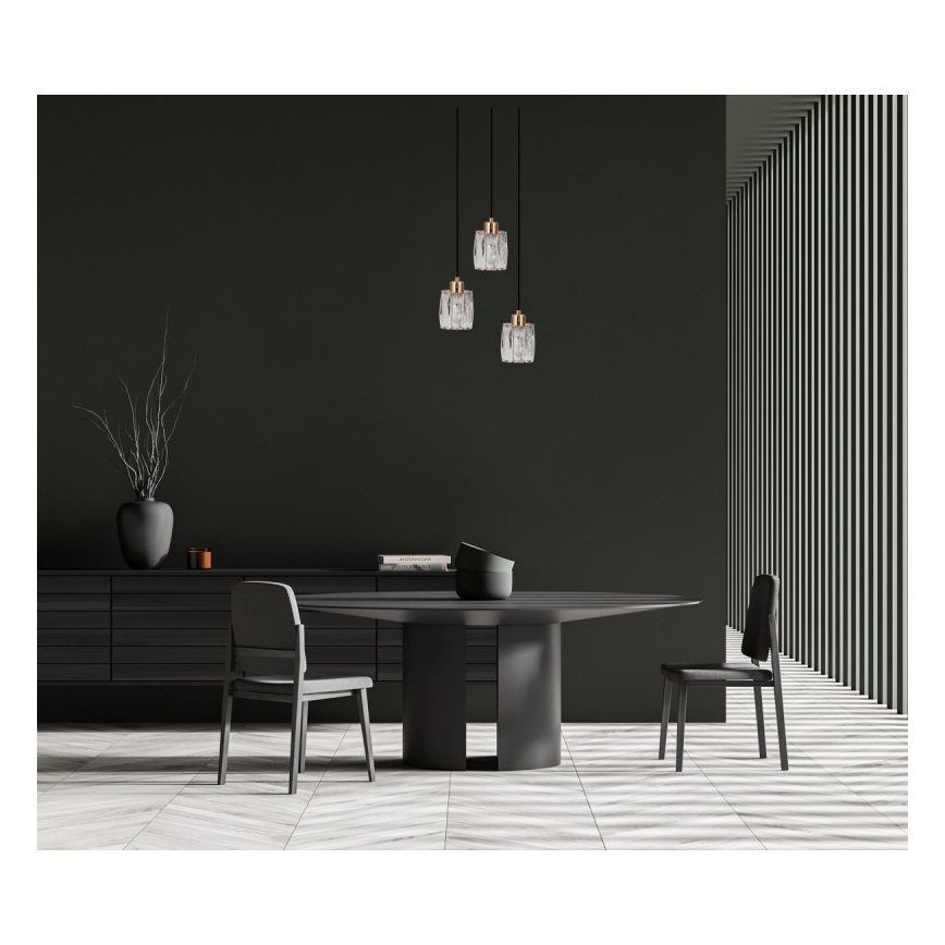 ITALUX - Piekaramais lustrs TORNO uz stieples 3xE14/40W/230V melns/zeltains