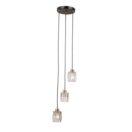 ITALUX - Piekaramais lustrs TORNO uz stieples 3xE14/40W/230V melns/zeltains