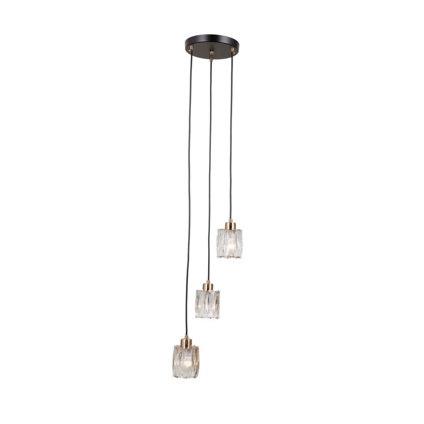 ITALUX - Piekaramais lustrs TORNO uz stieples 3xE14/40W/230V melns/zeltains