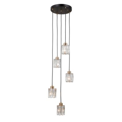 ITALUX - Lustra uz troses TORNO 5xE14/40W/230V melna/zelta