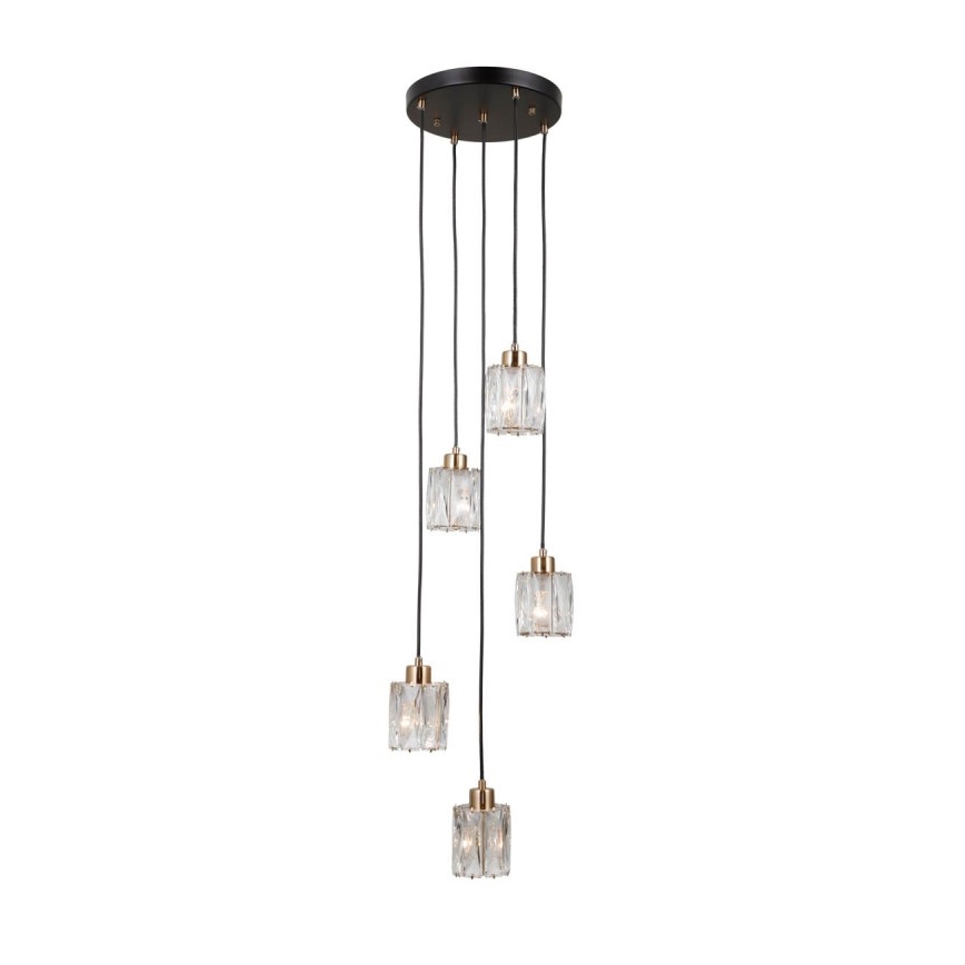 ITALUX - Lustra uz troses TORNO 5xE14/40W/230V melna/zelta