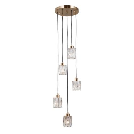 ITALUX - Piekaramā lampa ar kabeli TORNO 5xE14/40W/230V zeltaina