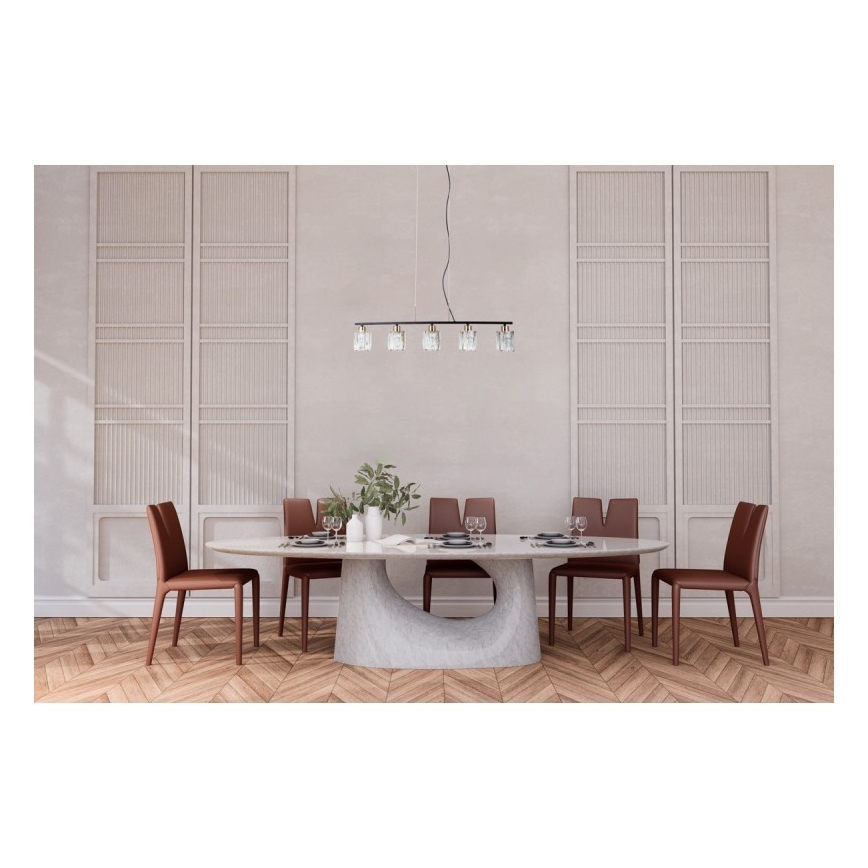 ITALUX - Pakaramā lustra SIMONA ar vadu 5xE14/40W/230V melna/zelta