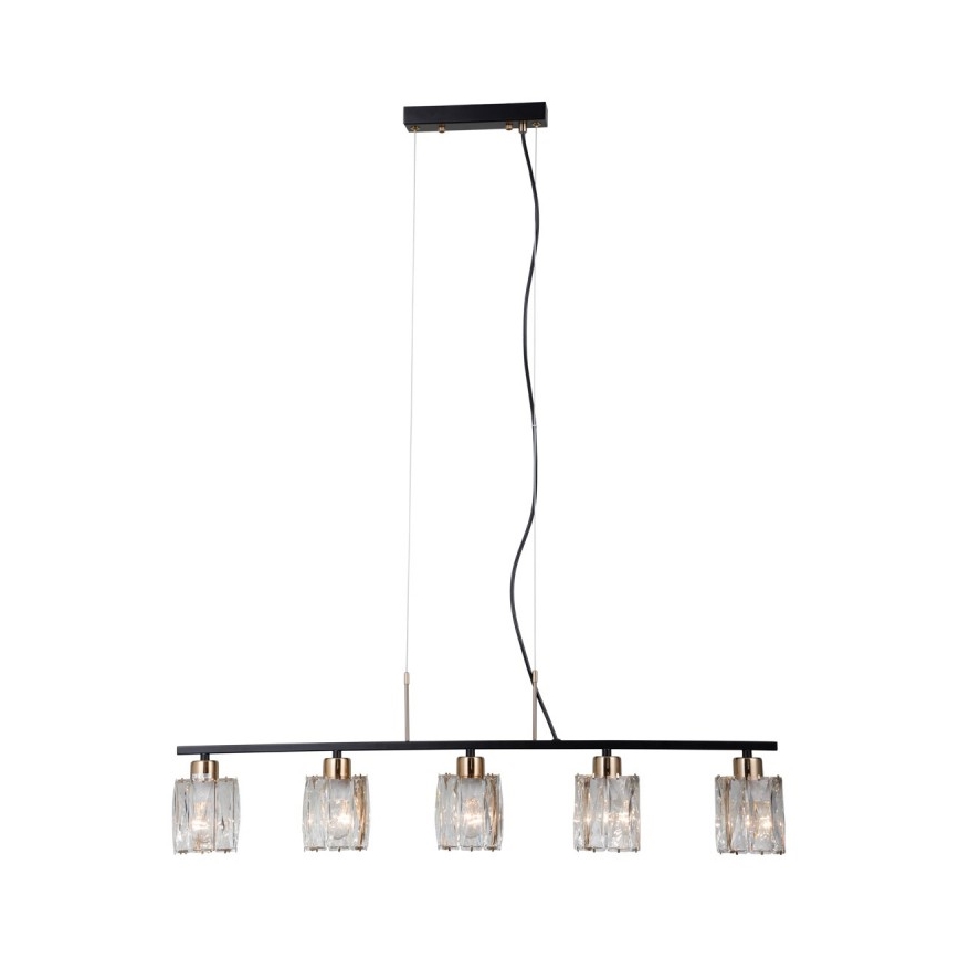 ITALUX - Pakaramā lustra SIMONA ar vadu 5xE14/40W/230V melna/zelta