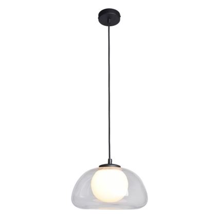 ITALUX - Pakaramā lampa uz troses AINALE 1xG9/7W/230V melna/caurspīdīga