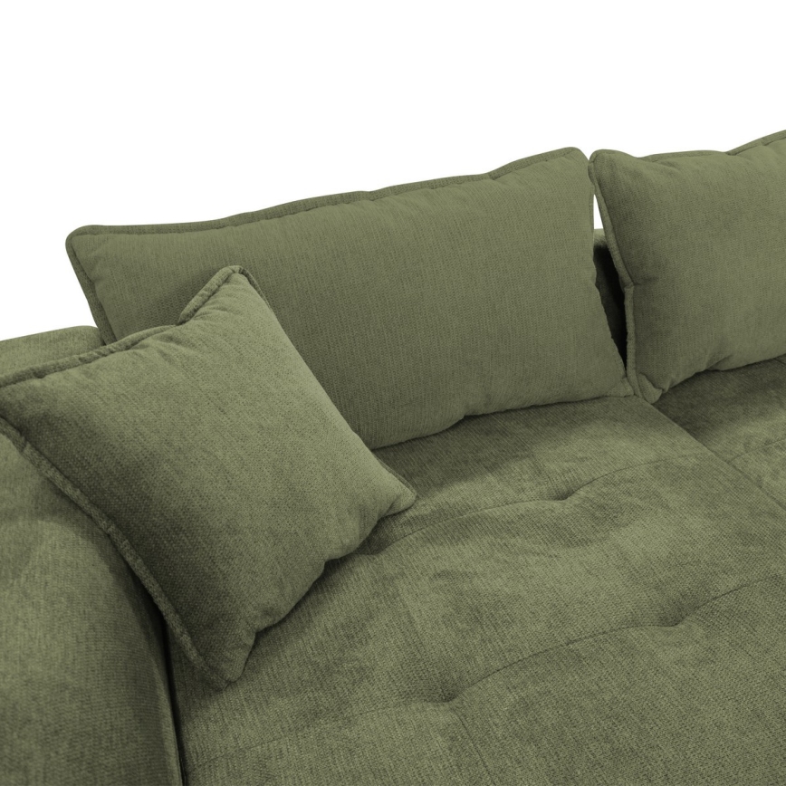 Izklājams L veida stūra dīvāns ar uzglabāšanas nodalījumu LAGOA, kreisais, zaļš