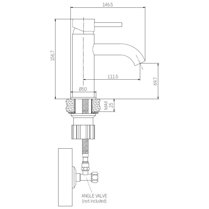 Izlietnes jaucējkrāns ANHOLT 15,6 cm, birstēta misiņa apdare