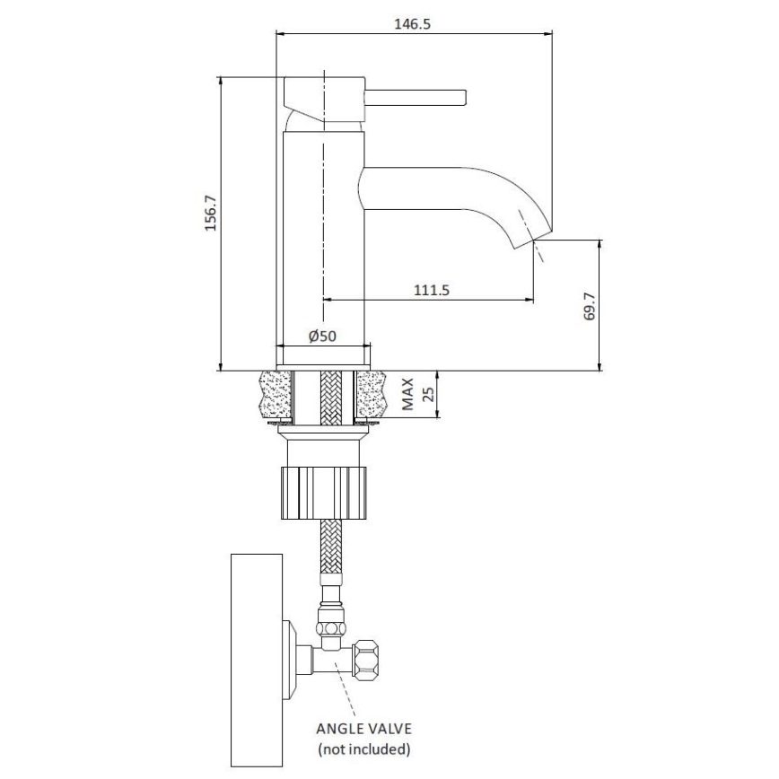 Izlietnes jaucējkrāns DRAGOR 15,6 cm, spīdīgs hroms
