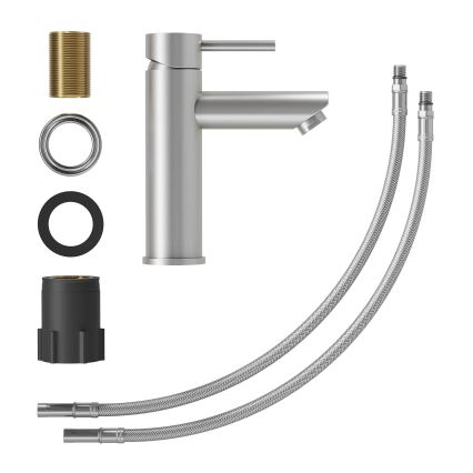 Izlietnes jaucējkrāns RINGSTED, 17,8 cm, birstēta nerūsējošā tērauda apdare