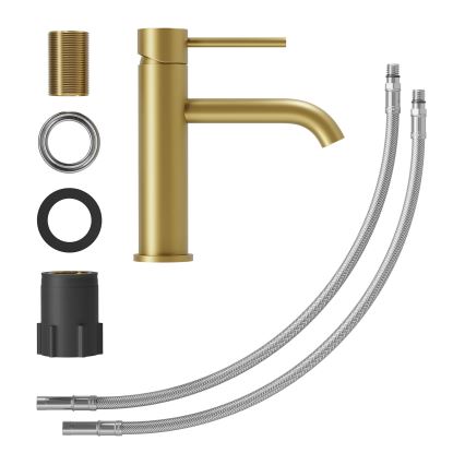 Izlietnes jaucējkrāns SOVANG, 18,3 cm, birstēta misiņa