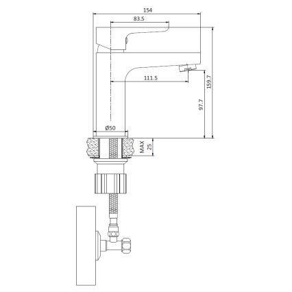 Izlietnes maisītājs NAESBY 15,9 cm matēts melns