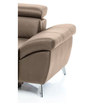 Izvelkamais stūra ādas dīvāns SALERNO II, kreisais, brūns