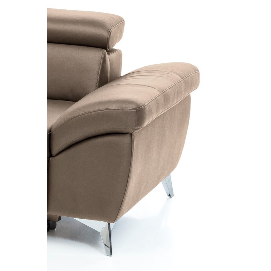 Izvelkamais stūra ādas dīvāns SALERNO II, kreisais, brūns