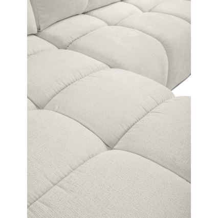 Izvelkams kreisais L-formas tapisētais stūra dīvāns ALMADA ar uzglabāšanas nodalījumu, bēšs