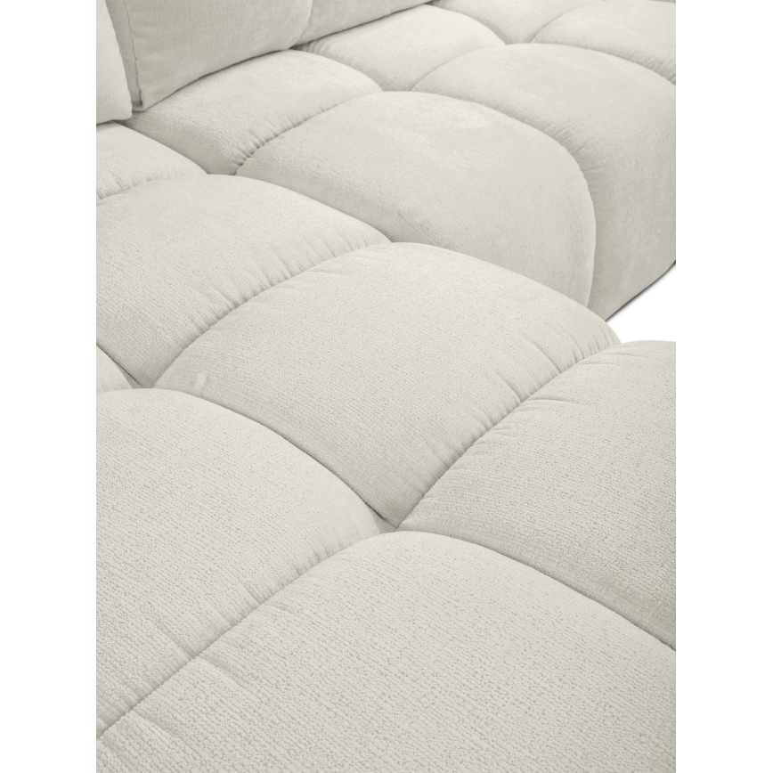 Izvelkams kreisais L-formas tapisētais stūra dīvāns ALMADA ar uzglabāšanas nodalījumu, bēšs