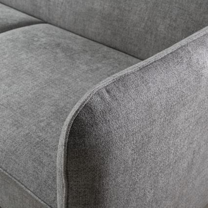 Izvelkamais L formas stūra dīvāns NISA ar uzglabāšanas nodalījumu, pelēks, labās puses izkārtojums