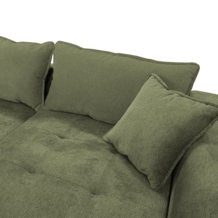 Izvelkamais L veida stūra dīvāns LAGOA ar uzglabāšanas nodalījumu, labās puses izkārtojums, zaļš