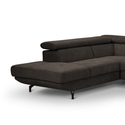 Izvelkamais stūra dīvāns ar uzglabāšanas nodalījumu L formā BRESCIA kreisais brūns