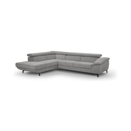 Izvelkamais stūra dīvāns ar uzglabāšanas nodalījumu L formā BRESCIA kreisais pelēks