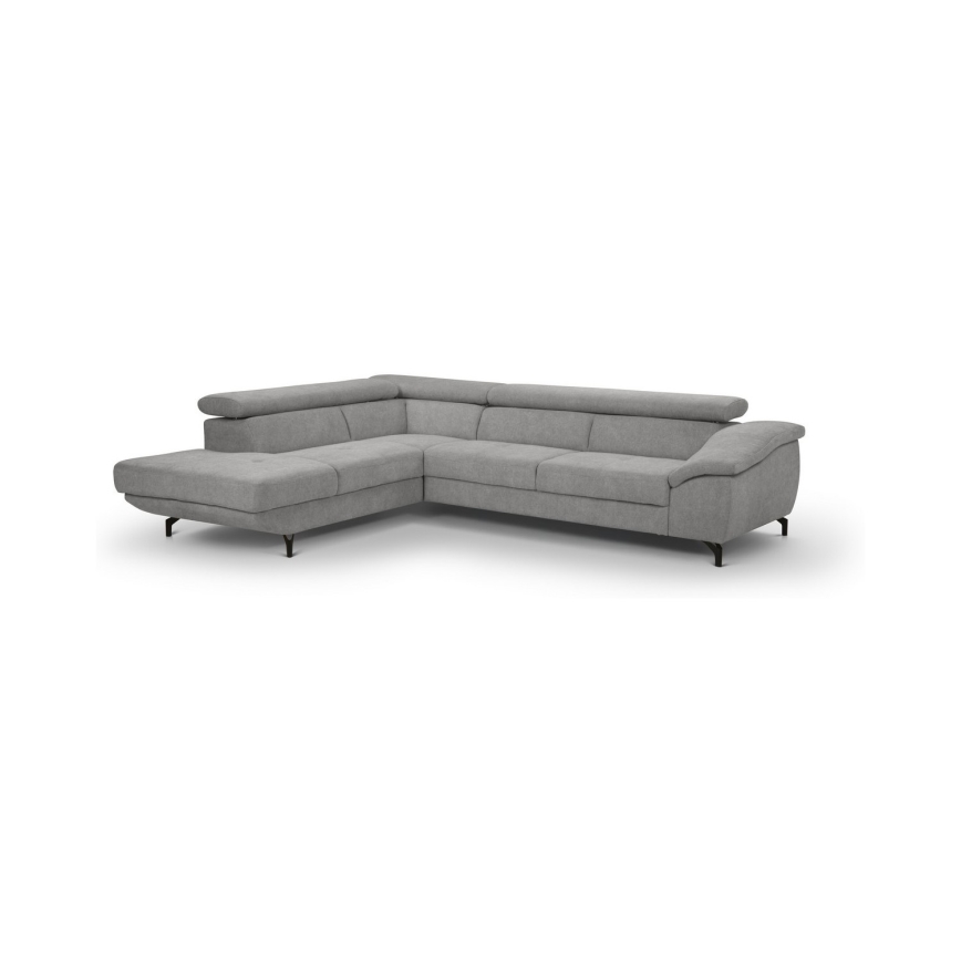 Izvelkamais stūra dīvāns ar uzglabāšanas nodalījumu L formā BRESCIA kreisais pelēks