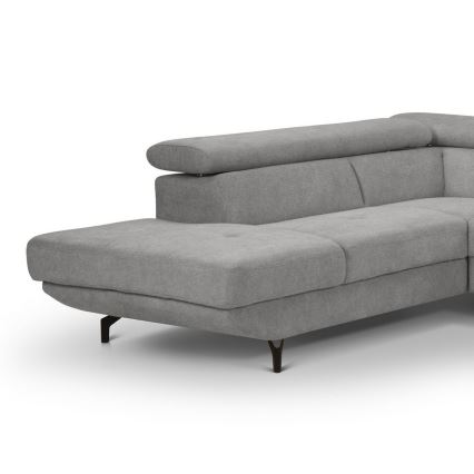 Izvelkamais stūra dīvāns ar uzglabāšanas nodalījumu L formā BRESCIA kreisais pelēks